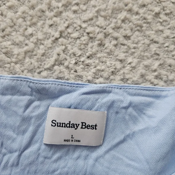 SUNDAY BEST Bonsoir Dress Satin Light Blue Mini Large Aritzia - Picture 3 of 10